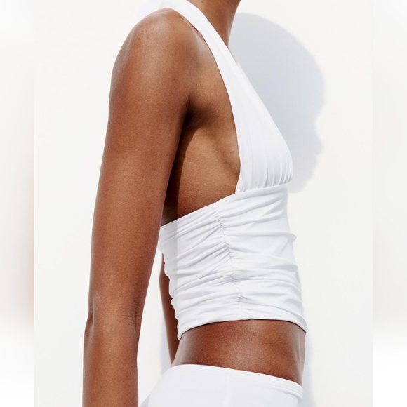 ZARA POLYAMIDE CROP HALTER TOP - Picture 4 of 10